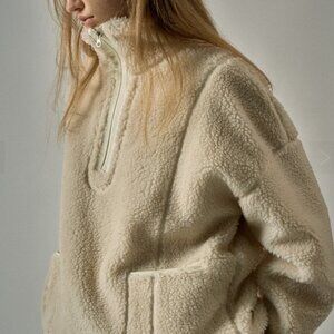 FACADE PATTERN Half Zip-up Fleece Jumper